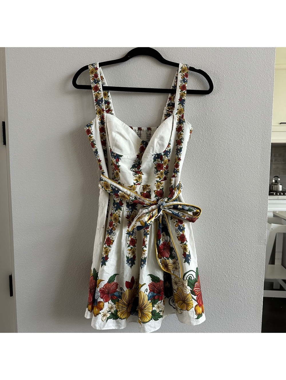 FARM Rio off-white tropi belted mini dress Size Small
